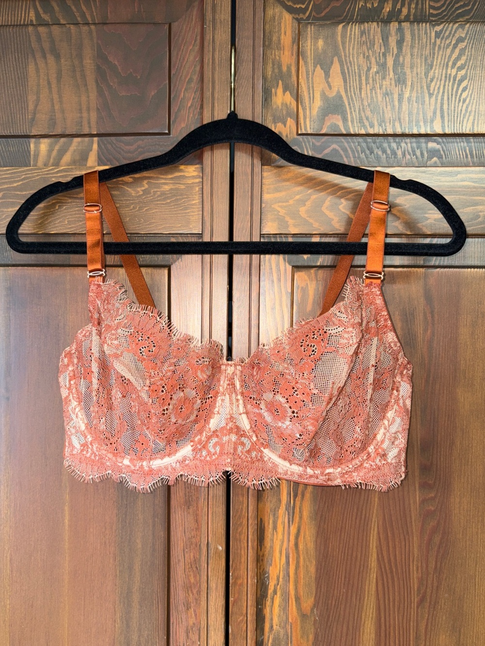 Skarlett Blue Terracotta Rust Entice Lace Unlined Balconette Bra 36DDD 36F